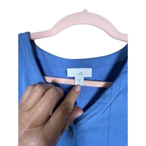 J.Jill Blue Jersey Cap Sleeve V-Neck Fit and Flare Midi Dress XSmall - Picture 6 of 10